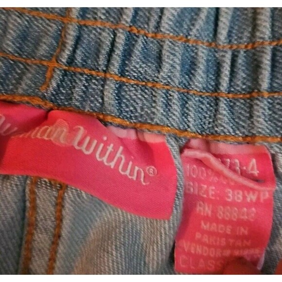 Woman Within Jeans 38W P Medium Wash Classic Fit Wide-Leg  Elastic Waist - Picture 4 of 6